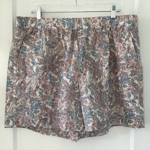 J.Crew Liberty Pull On Camp Shorts, Blue Pink Tan Floral Print, Size XL, NWT